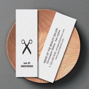 Cartão De Visita Mini Cabeleireiro preto e branco elegante minimalista