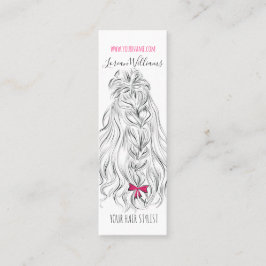 Cartão De Visita Mini Cabelo Cor-de-rosa branco branco moderno, penteado