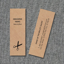 Cartão De Visita Mini Cabelo de Papel Kraft com Tesoura Negra Mínima Mod