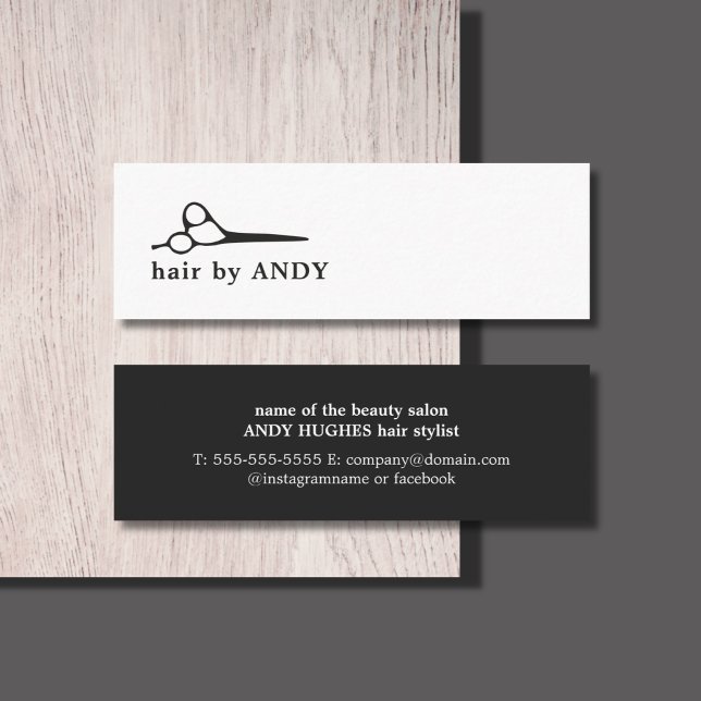 Cartão De Visita Mini Cabelo de Tesoura Branca Legal Moderna (Criador carregado)