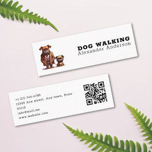 Cartão De Visita Mini Cachorro Engraçado Passeando Pet Sentando Código Q