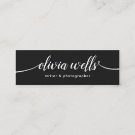 Cartão De Visita Mini Caligrafia de Script Manuscrito Preto Moderno