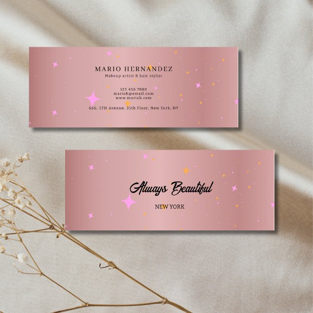 Cartão De Visita Mini Caligrafia Estheticista Rosa Dourada (Esthetician Rose Gold Script Calligraphy Mini Business Card)