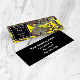 Cartão De Visita Mini Camuflagem Amarela e Marrom, Militar, Exército