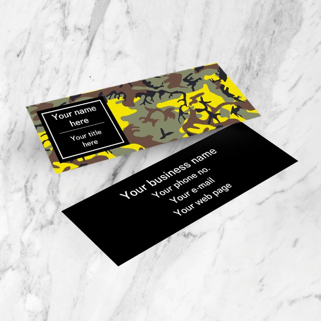 Cartão De Visita Mini Camuflagem Amarela e Marrom, Militar, Exército (Criador carregado)