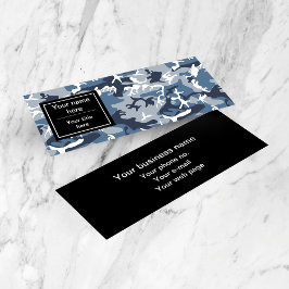 Cartão De Visita Mini Camuflagem Azul da Neve de inverno, Militar, Exérc