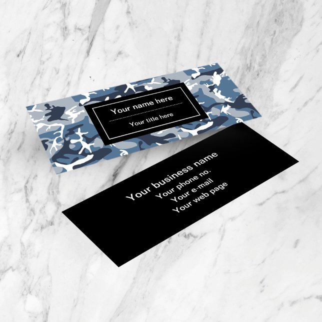 Cartão De Visita Mini Camuflagem Azul da Neve de inverno, Militar, Exérc (Criador carregado)