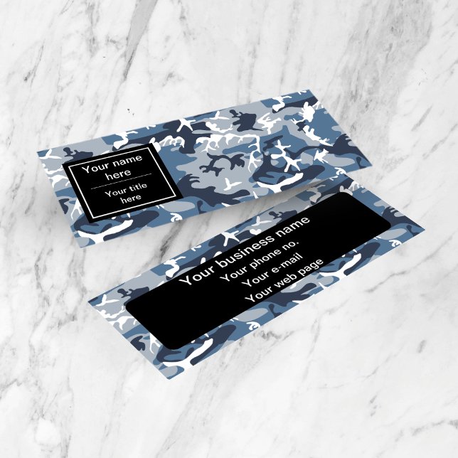 Cartão De Visita Mini Camuflagem Azul da Neve de inverno, Militar, Exérc (Criador carregado)