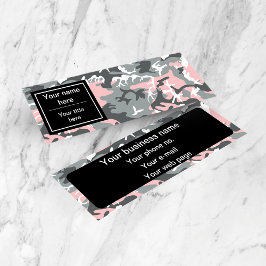 Cartão De Visita Mini Camuflagem rosa e Cinza, Militar, Exército