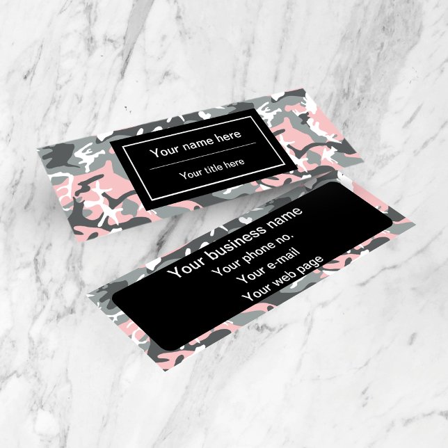 Cartão De Visita Mini Camuflagem rosa e Cinza, Militar, Exército (Criador carregado)