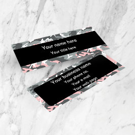 Cartão De Visita Mini Camuflagem rosa e Cinza, Militar, Exército