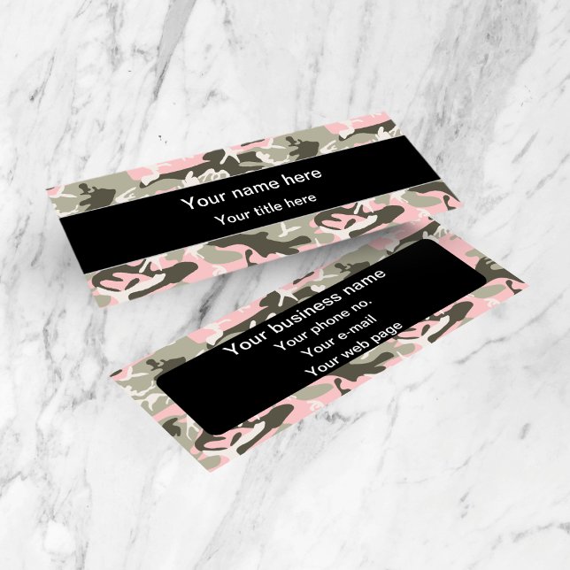 Cartão De Visita Mini Camuflagem rosa e verde, Militares, Exército (Criador carregado)