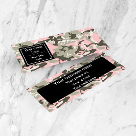 Cartão De Visita Mini Camuflagem rosa e verde, Militares, Exército
