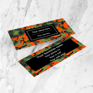 Cartão De Visita Mini Camuflagem Verde Laranja, Militar, Exército