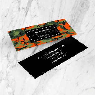 Cartão De Visita Mini Camuflagem Verde Laranja, Militar, Exército