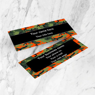 Cartão De Visita Mini Camuflagem Verde Laranja, Militar, Exército
