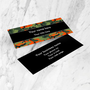 Cartão De Visita Mini Camuflagem Verde Laranja, Militar, Exército