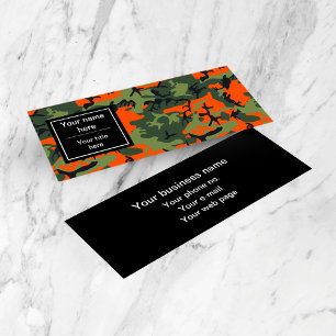 Cartão De Visita Mini Camuflagem Verde Laranja, Militar, Exército