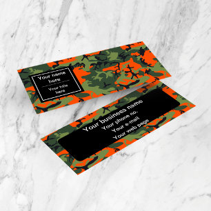 Cartão De Visita Mini Camuflagem Verde Laranja, Militar, Exército