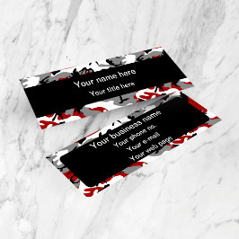 Cartão De Visita Mini Camuflagem Vermelha e Cinza, Militar, Exército