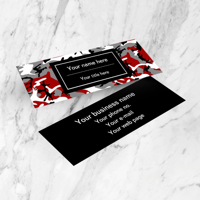 Cartão De Visita Mini Camuflagem Vermelha e Cinza, Militar, Exército (Criador carregado)