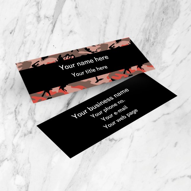 Cartão De Visita Mini Camuflagem Vermelha e Marrom, Militar, Exército (Criador carregado)
