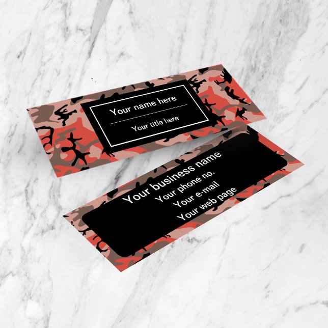Cartão De Visita Mini Camuflagem Vermelha e Marrom, Militar, Exército (Criador carregado)