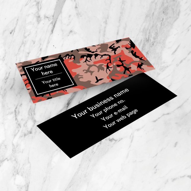 Cartão De Visita Mini Camuflagem Vermelha e Marrom, Militar, Exército (Criador carregado)