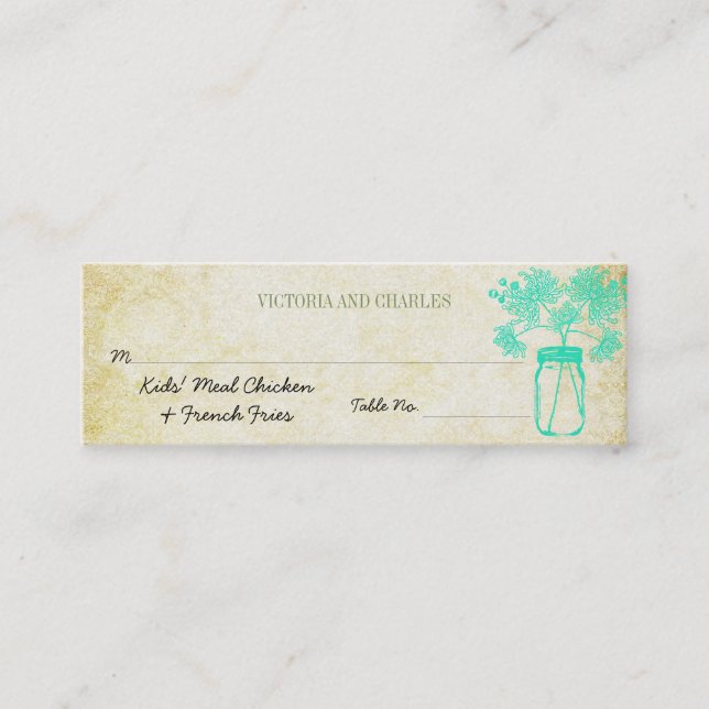 Cartão De Visita Mini Cardápio de Casamento de Flor Selvagem de Zinnia M (Frente)