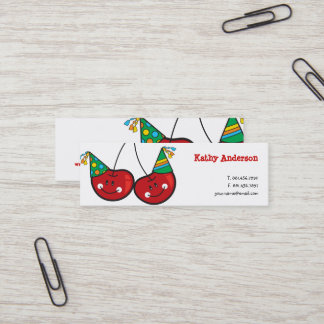 Cartão De Visita Mini Cartografia Diversão e Cerejas Cheeky Vermelhas Co
