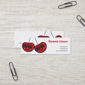 Cartão De Visita Mini Cartografia Divertida e Legal cerejas Cheeky com ó