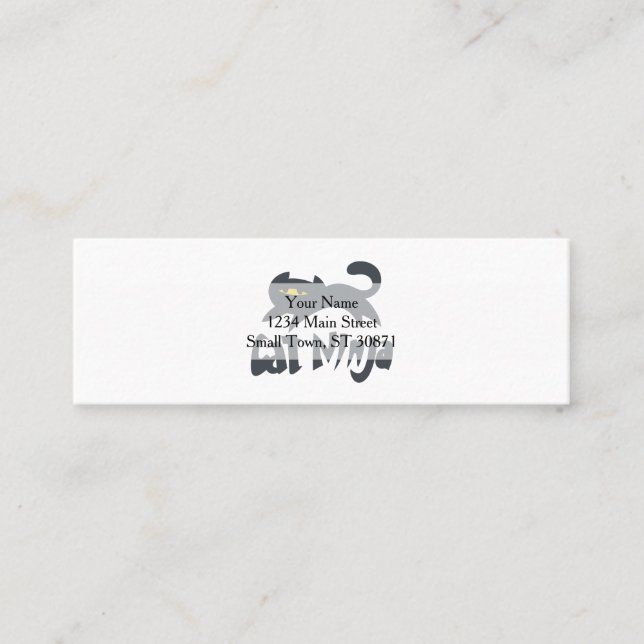 Cartão De Visita Mini Cat ninja - Escolha a cor de fundo (Frente)