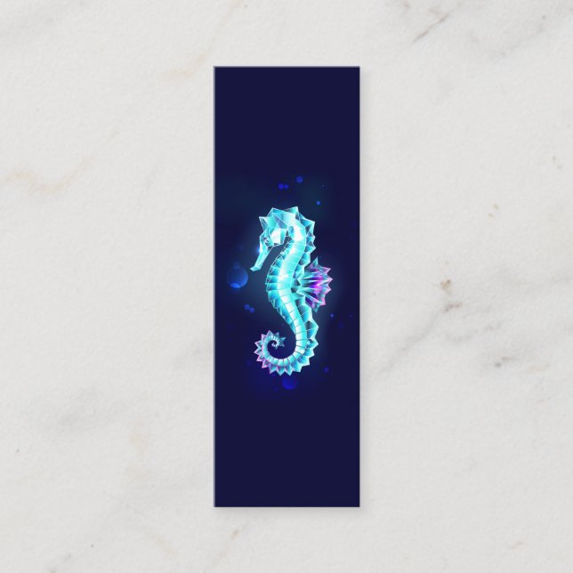Cartão De Visita Mini Cavalo de Gelo Cristal em Fundo Azul (Frente)