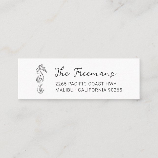 Cartão De Visita Mini Cavalo de Seda Moderno desenhado à Mão. (Frente)