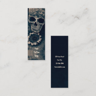 Cartão De Visita Mini Caveira Gótica Girassol Vintage Dark Academia