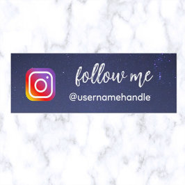 Cartão De Visita Mini Céu noturno editável Siga-me Código QR de Mídia So