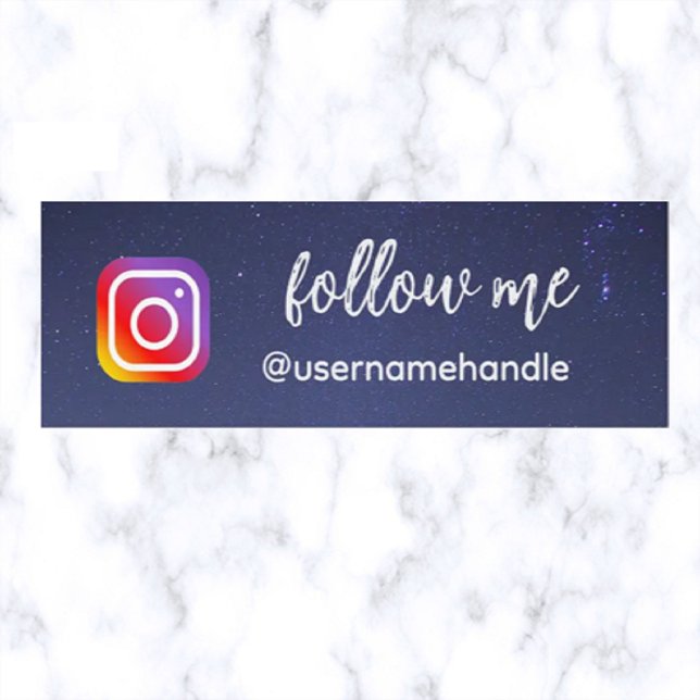 Cartão De Visita Mini Céu noturno editável Siga-me Código QR de Mídia So (Criador carregado)