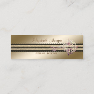 Cartão De Visita Mini Chave Floral Estilosa Profissional Elegante