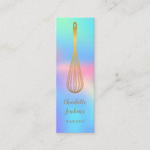 Cartão De Visita Mini Chef Patisseriado Rainbow Whisk Holográfico Doura