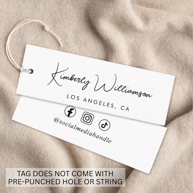 Cartão De Visita Mini Chic Assinatura Rótulo de Identificação Personaliz (Empower your name in our signature script as your logo and brand identity)