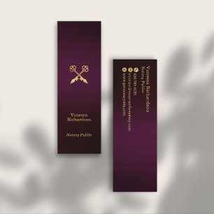 Cartão De Visita Mini Chic Dark Purple e Dourado Chave Notícia Luxúria