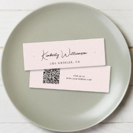 Cartão De Visita Mini Chic Script QR Code Earring Pink Display Card