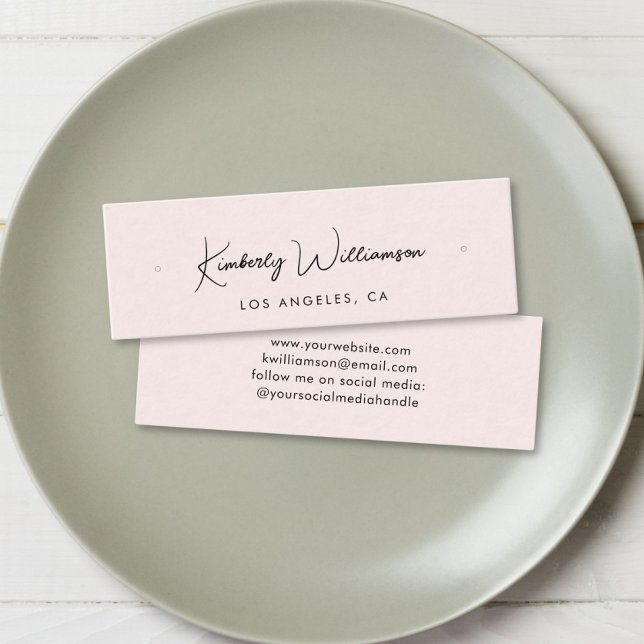 Cartão De Visita Mini Chic Script Stud Hoop Ouarring Pink Display Card (Empower your name in our signature script as your logo and brand identity)