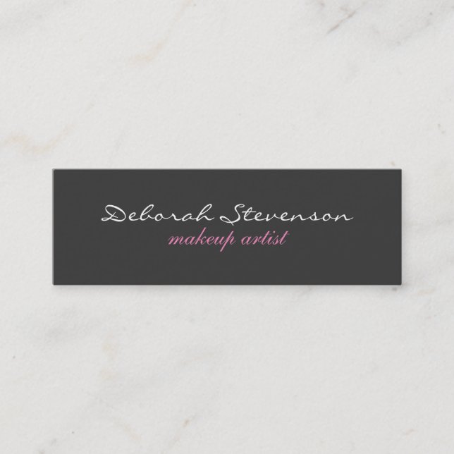 Cartão De Visita Mini Cinza fina única roxa dupla frente (Frente)