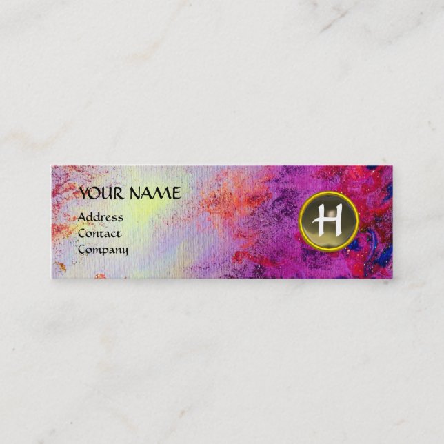 Cartão De Visita Mini CINZAS roxas de foquísia espinhosas MON MONOGRAM (Frente)