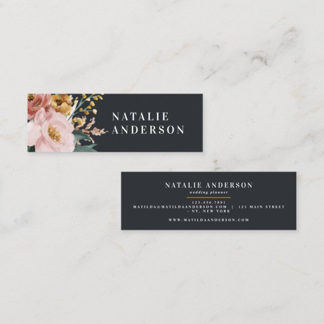 Cartão De Visita Mini Clorideira moderna, floral e folhagem elegante (Frente/Verso)