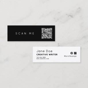 Cartão De Visita Mini Código de QR profissional simples minimalista