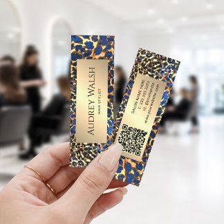 Cartão De Visita Mini Código QR de Luxo com Brilho Dourado e Impressão d
