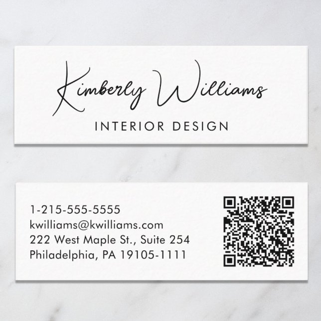 Cartão De Visita Mini Código QR de Script Moderno Profissional (Criador carregado)