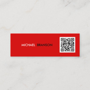 Cartão De Visita Mini CÓDIGO QR Minimalista RED preto moderno profission
